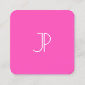 Neon Roze Modern Elegant Monogram Sjabloon Trendy Vierkante Visitekaartje (Voorkant)