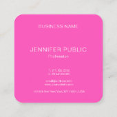 Neon Roze Modern Elegant Monogram Sjabloon Trendy Vierkante Visitekaartje (Achterkant)