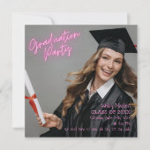 Neon Roze Moderne Afstudeerfeest  Kaart (Voorkant)