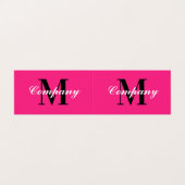 Neon roze monogram logo gevouwen visitekaartje dru (Buitenkant ongevouwen)