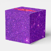 Neon Roze Monogram op Paarse Glitter Bedankdoosjes (Achterkant)