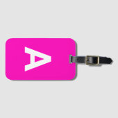 Neon Roze Monogrammed Eenvoudige Moderne Lugg Bagagelabel (Voorkant (horizontaal))