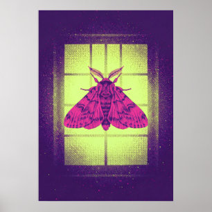 Neon Roze Mot Lime Venster Pop Art Poster