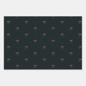 Neon Roze op Black LOVE harten Inpakpapier Vel (Voorkant 2)