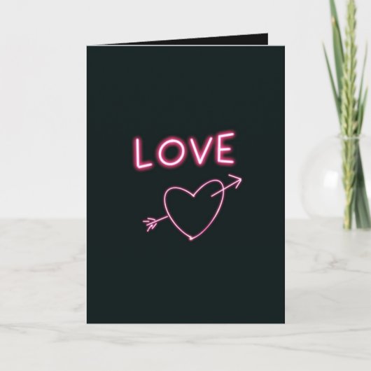 Neon Roze op Black LOVE Hef Aangepaste tekst Kaart (Voorkant)