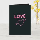 Neon Roze op Black LOVE Hef Aangepaste tekst Kaart (Gele Bloem)
