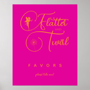 Neon Roze Oranje Minimalistische Elfen Geschenken Poster
