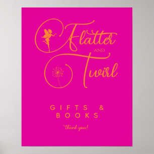 Neon Roze Oranje Minimalistische Elfen Geschenken  Poster