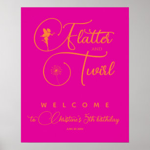 Neon Roze Oranje Minimalistische Fee Welkom Poster