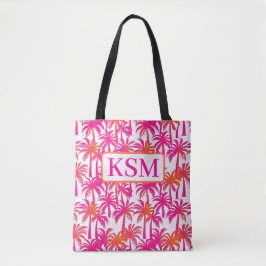 Neon Roze Oranje Palmboom Ibiza Tote Bag