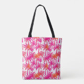 Neon Roze Oranje Palmboom Ibiza Tote Bag (Achterkant)