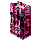 Neon Roze Paarse Abstracte Geometrische Gift Bag Klein Cadeauzakje (Achterkant Gekanteld)