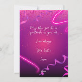 Neon Roze Paarse Confetti Happy Birthday Feestdagenkaart (Achterkant)