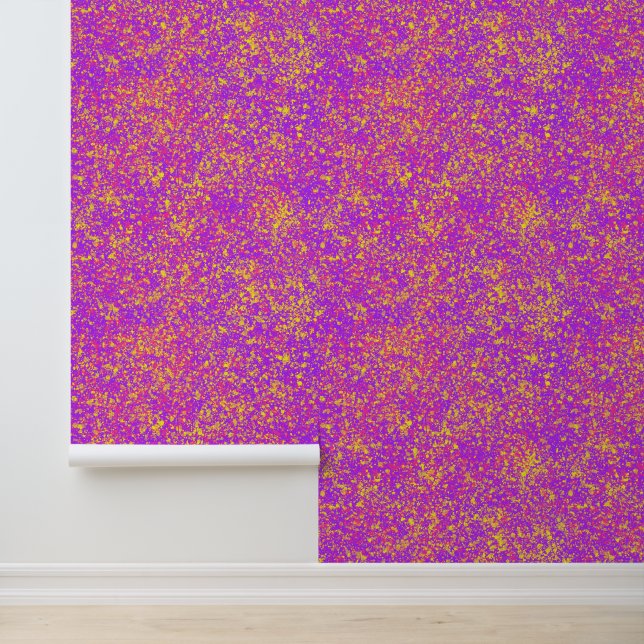 Neon Roze Paarse Gele Verf Splatter Textuur Behang (Applicatie)
