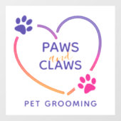 Neon Roze Paarse Pet Grooming Business Raamsticker (Vel)