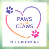 Neon Roze Paarse Pet Grooming Business Raamsticker (Vel 3)