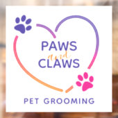 Neon Roze Paarse Pet Grooming Business Raamsticker (Vel 2)