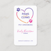 Neon Roze Paarse Pet Grooming QR-code Visitekaartje (Achterkant)