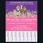Neon Roze paarse rassen Dog Walker Service Flyer<br><div class="desc">Neon Roze paarse rassen Dog Walker Service</div>