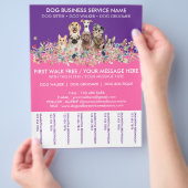 Neon Roze paarse rassen Dog Walker Service Flyer (Hand)