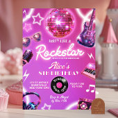 Neon Roze Paarse Rockstar Teen Girl Verjaardagsfee Kaart