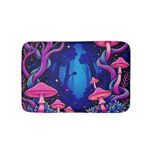 Neon Roze Paddenstoelen Bos Kunst Badmat