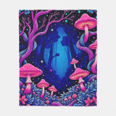 Neon Roze Paddenstoelen Bos Kunst Fleece Deken (Voorkant)
