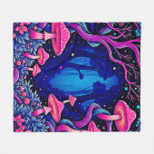 Neon Roze Paddenstoelen Bos Kunst Fleece Deken (Voorkant (Horizontaal))