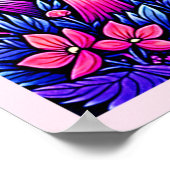 Neon Roze Paddenstoelen Bos Kunst Poster (Hoek)