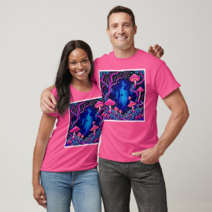 Neon Roze Paddenstoelen Bos Kunst T-shirt
