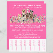 Neon roze rassen hond Walker service flyer (Voorkant / Achterkant)