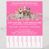 Neon roze rassen hond Walker service flyer (Voorkant)