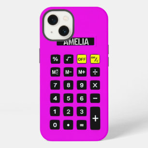 Neon Roze Rekenmachine met Toetsenbord iPhone 13 Hoesje