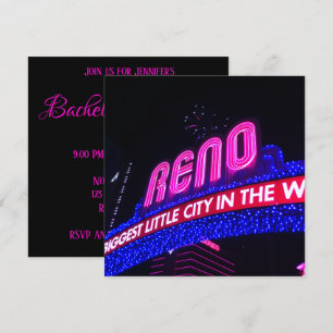 Neon Roze Reno Boog Foto Bachelorette Feest Kaart