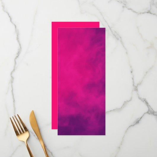 Neon Roze Rook Dubbelzijdige Menu – Aanpasbaar (Voorkant / Achterkant in situ)