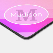 Neon roze roos retro geometrische lijnen Monogram Bureaumat (Hoek)