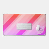 Neon roze roos retro geometrische lijnen Monogram Bureaumat (Keyboard & Muis)