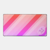 Neon roze roos retro geometrische lijnen Monogram Bureaumat (Voorkant)
