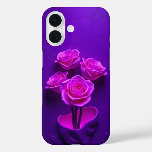 Neon Roze Rose Glow Art Hoesje-Mate iPhone Case (Achterkant)