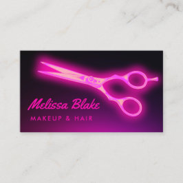 Neon roze schaar visitekaartje