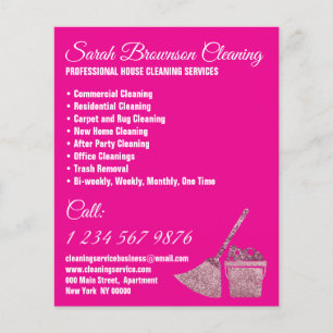 Neon Roze Schoonmaakster Huis Schoonmaken Flyer