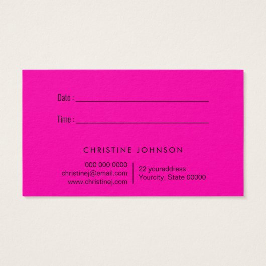 neon roze scissenkaart visitekaartje (Achterkant)
