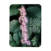 Neon roze Sign Modern Tropisch Save the Date Magneet (Verticaal)