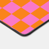 Neon Roze Sinaasappel Geruite Checkerboard  Bureaumat (Hoek)