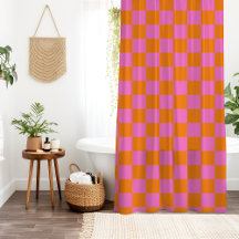 Neon Roze Sinaasappel Geruite Checkerboard 