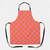 Neon Roze Sinaasappel Geruite Checkerboard  Schort (Voorkant)