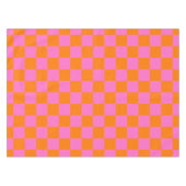 Neon Roze Sinaasappel Geruite Checkerboard Tafelkleed (Voorkant (Horizontaal))