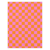 Neon Roze Sinaasappel Geruite Checkerboard Tafelkleed (Voorkant)
