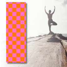 Neon Roze Sinaasappel Geruite Checkerboard 