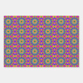 Neon Roze, Sinaasappel, Groen & Geel Tegel Patroon Inpakpapier Vel (Voorkant 3)